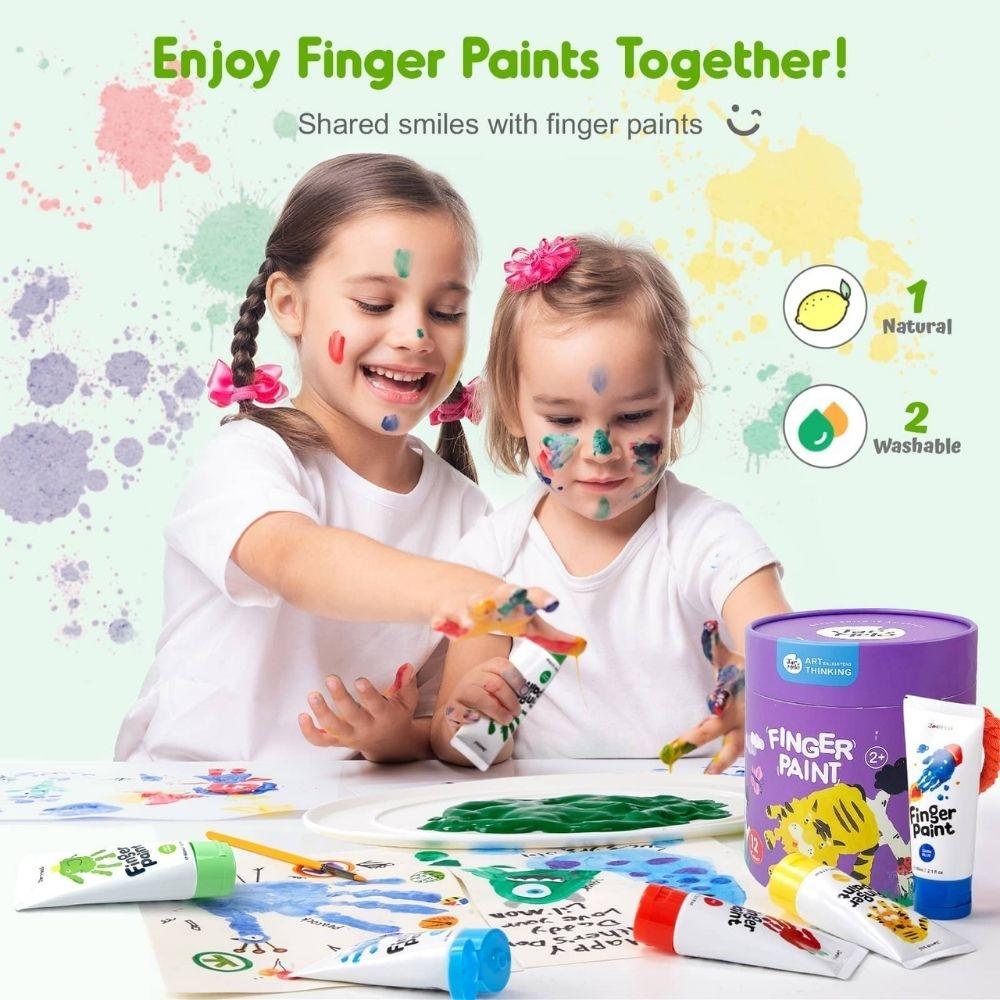 Bote pintura de dedos (12 ud.) - MINI MUNDO