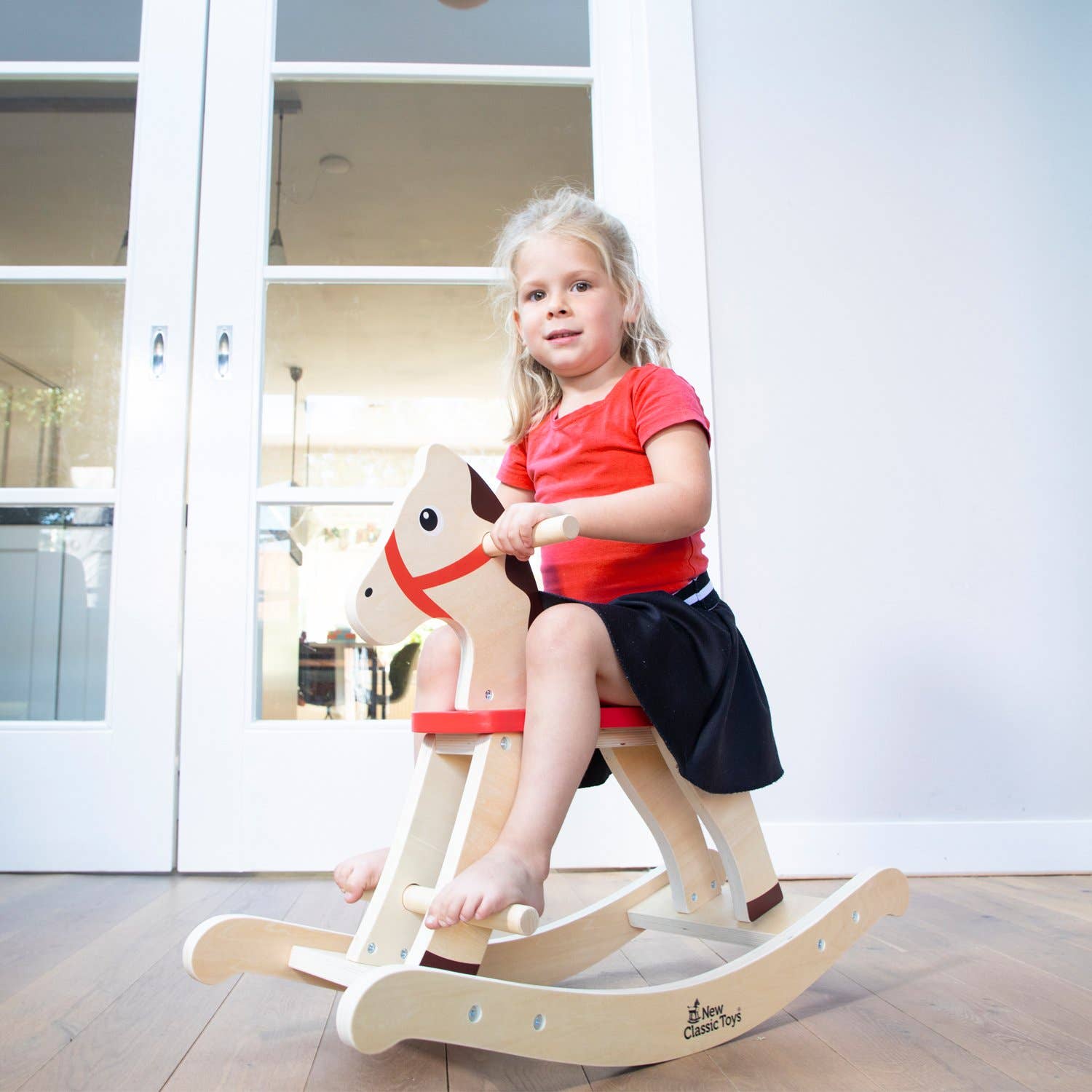 Caballo balancín de madera (rojo) - MINI MUNDO