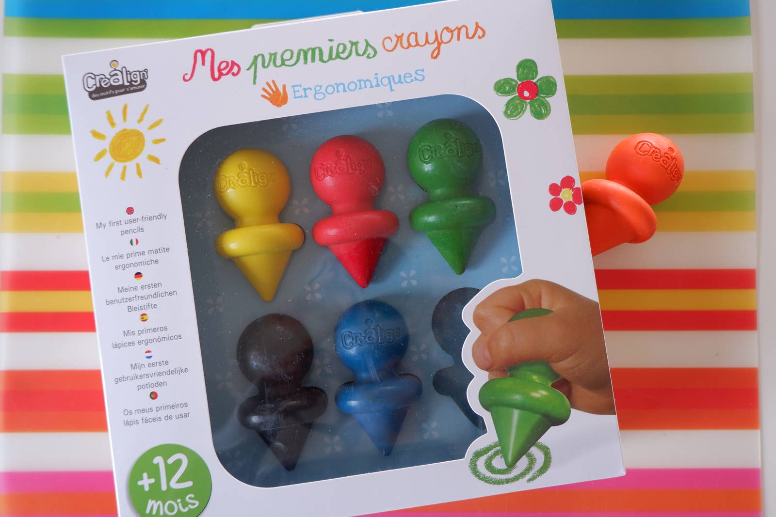 Lápices de cera ergonómicos (x6) - MINI MUNDO