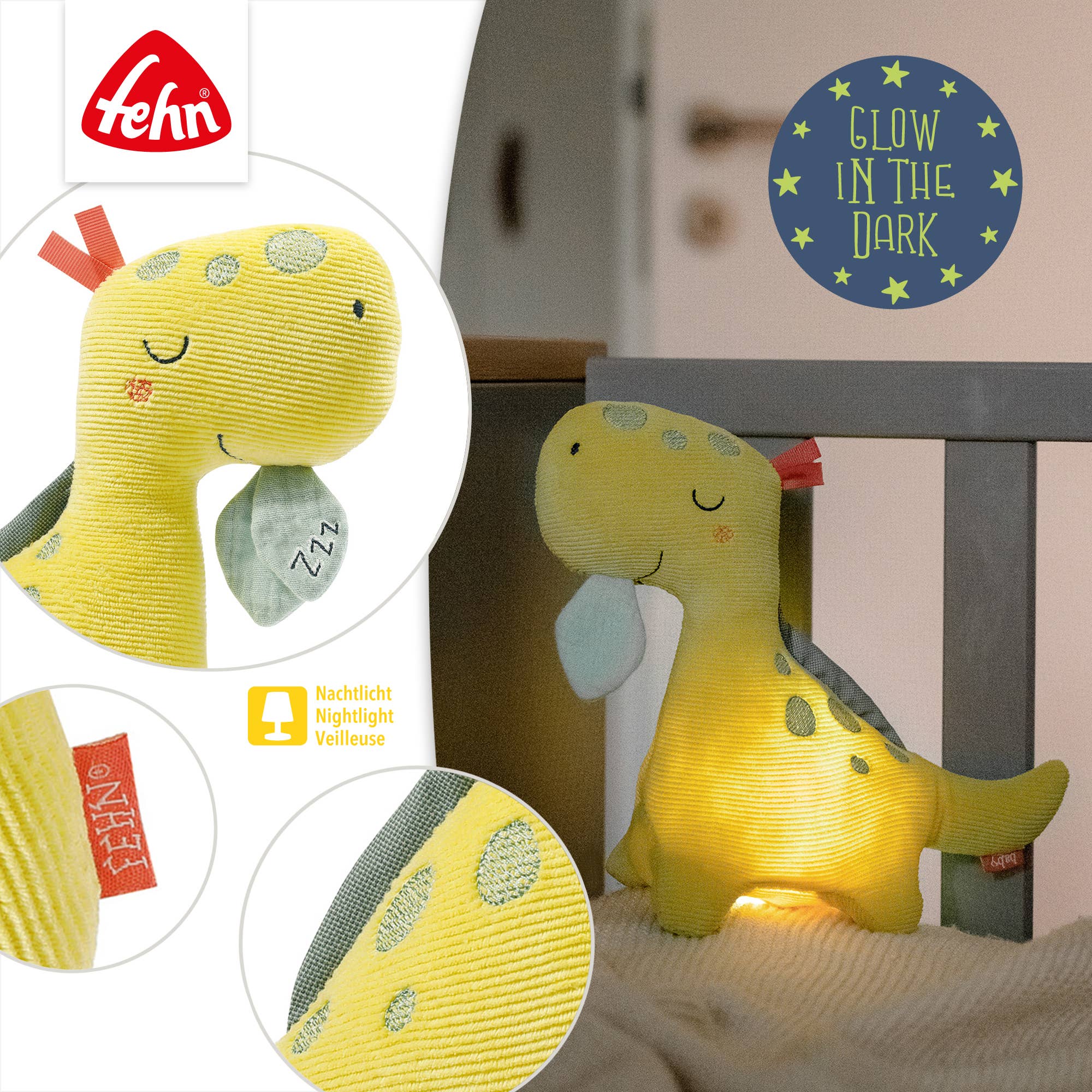 Peluche con luz nocturna - dinosaurio - MINI MUNDO