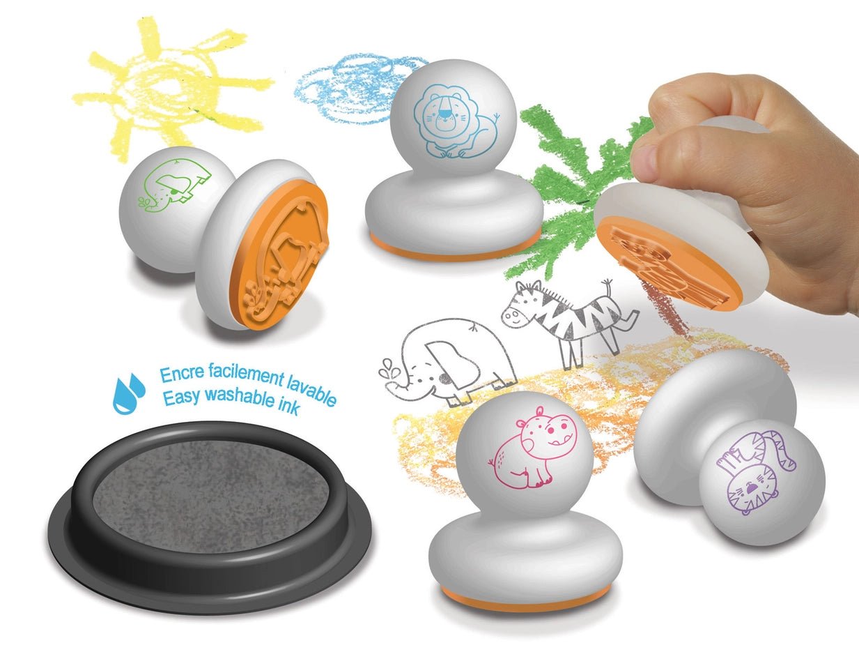 Sellos de animales con tinta - animales sabana - MINI MUNDO