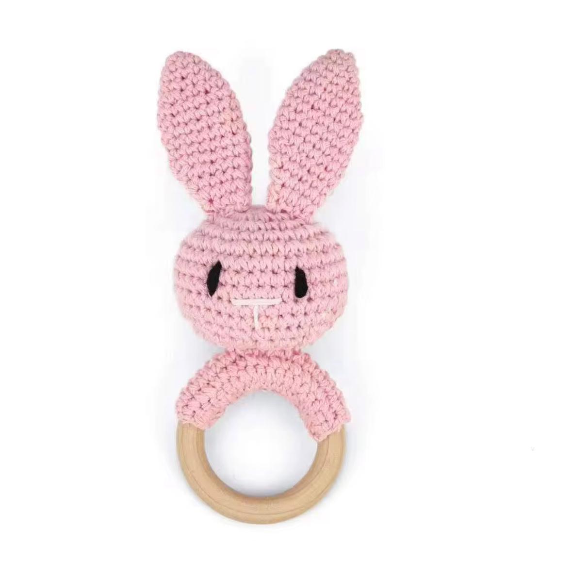 Sonajero de conejo hecho a mano - gris/arena - MINI MUNDO