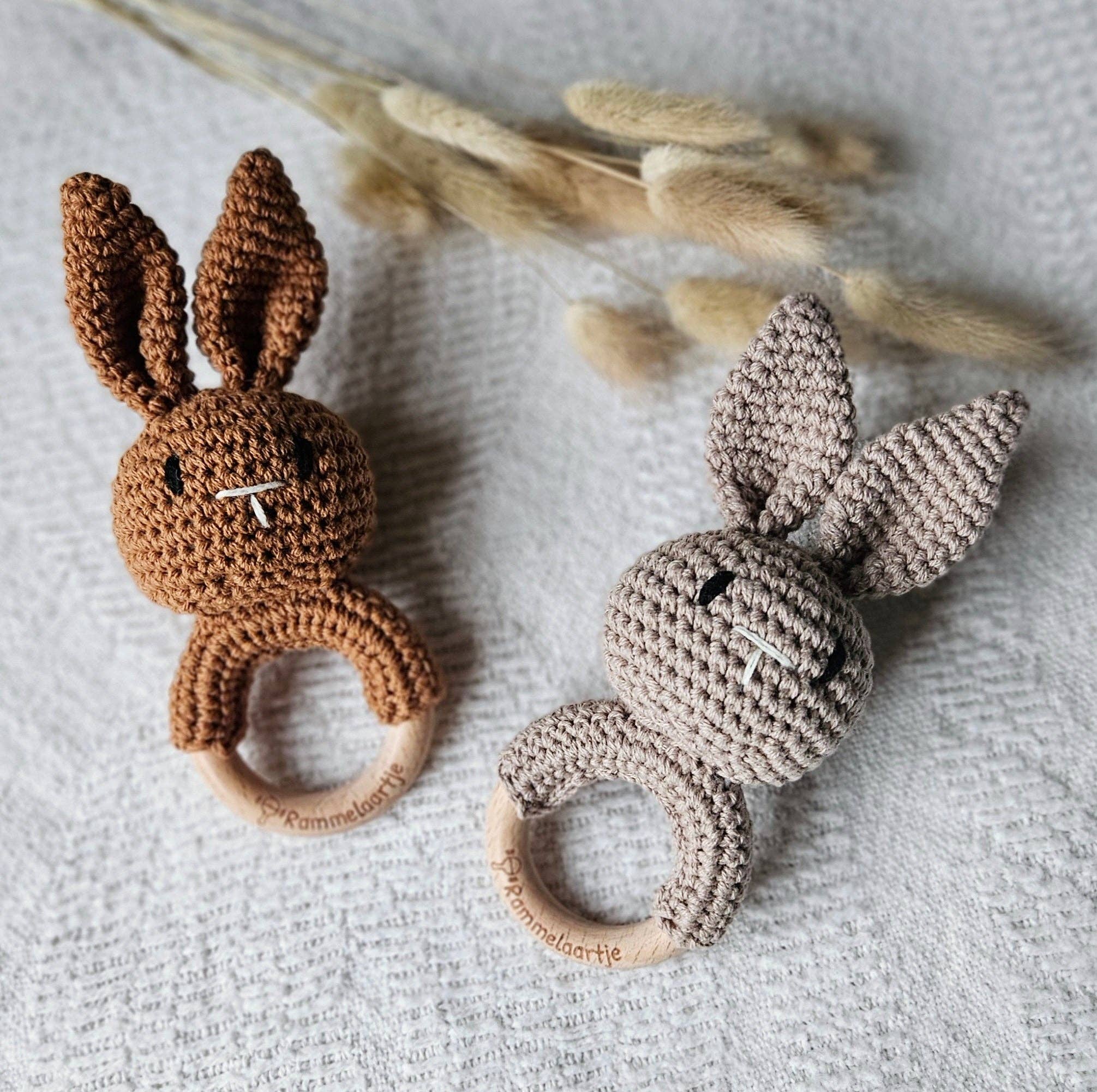 Sonajero de conejo hecho a mano - Marrón - MINI MUNDO