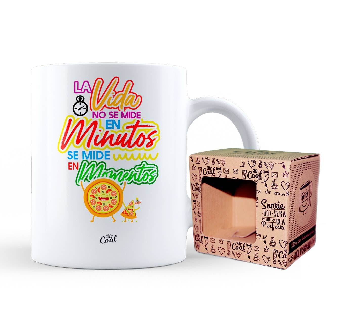 Taza – La vida no se mide en minutos se mide en momentos - MINI MUNDO